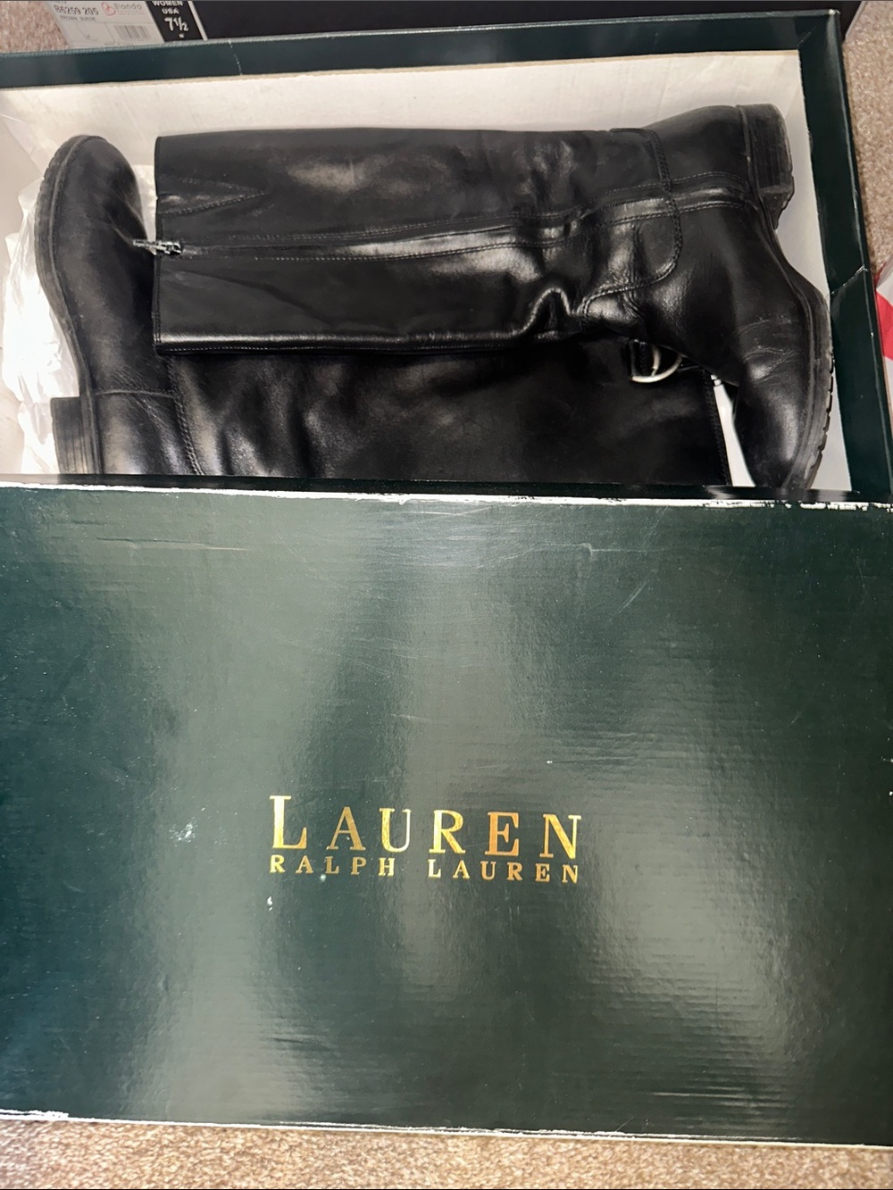 Lauren Ralph Lauren Black Tall Leather Riding Boots